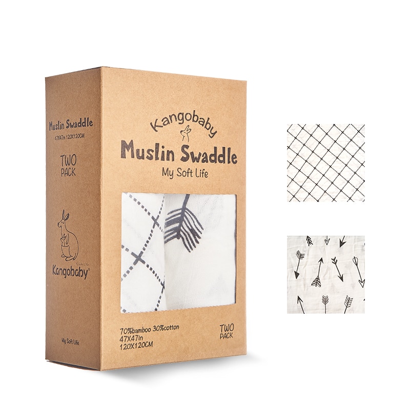 Bamboo and Cotton Muslin Swaddles (2 pcs)